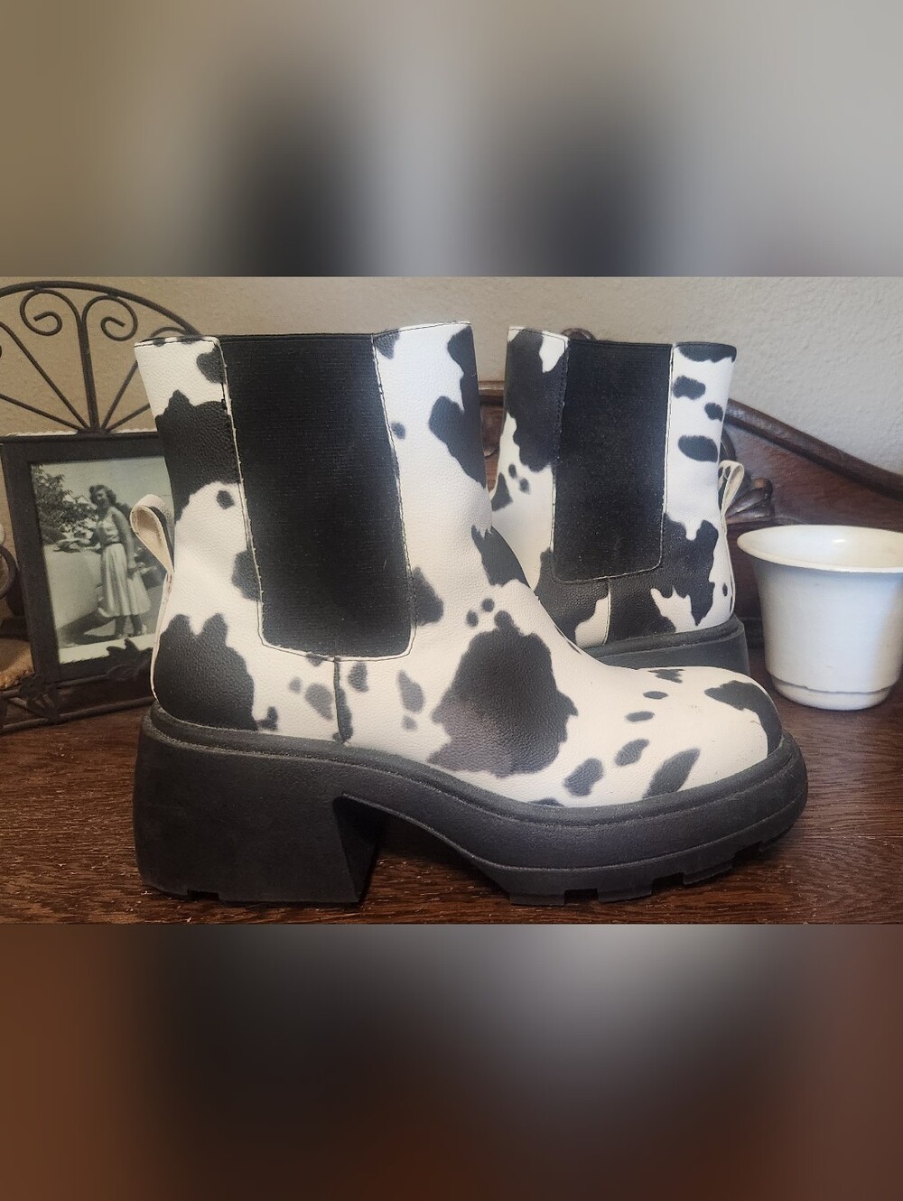 HB HEARTBREAK Cow Print Boots - Size 38